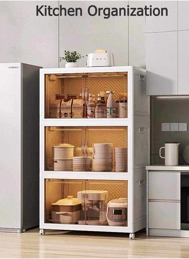 Arabest - 5 Tier Kitchen Organization Cabinet Foldable Plastic Storage Drawer, Drawer Unit, Box, Plastic Organizing Cupboard 45x30x127cm Large - Image 1