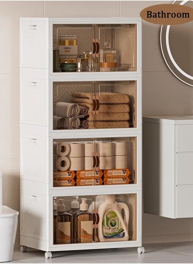 Arabest - 5 Tier Kitchen Organization Cabinet Foldable Plastic Storage Drawer, Drawer Unit, Box, Plastic Organizing Cupboard 45x30x127cm Large - Image 1