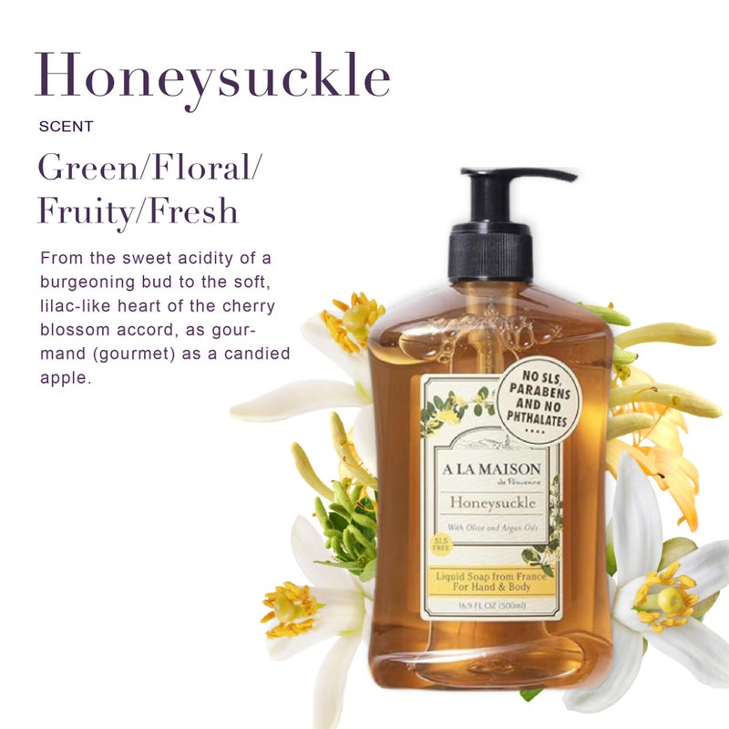 A LA MAISON de Provence Liquid Soap Honeysuckle, 16.9 Fl Oz (Pack of 3) - Image 2