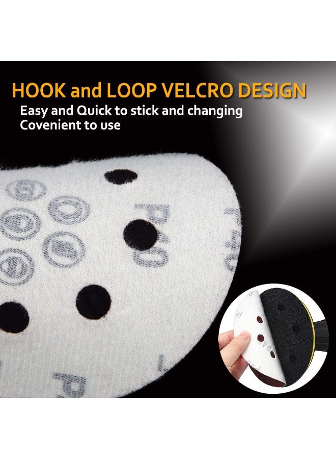 100pcs 5 inch Sanding Discs Hook and Loop, (8 Hole Orbital Sander Sandpaper, 20 x 40/60/80/120/180 Grit Orbital Sander Pads), Round Sandpaper Discs by - Image 3