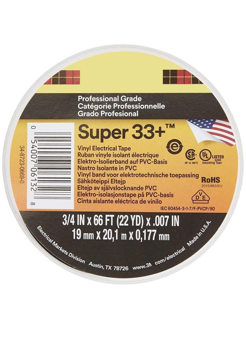 Scotch Brand RACO Scotch Super 33+ Professional Grade Vinyl Electrical Tape 66 Feet 3/4 Inch  - Image 1