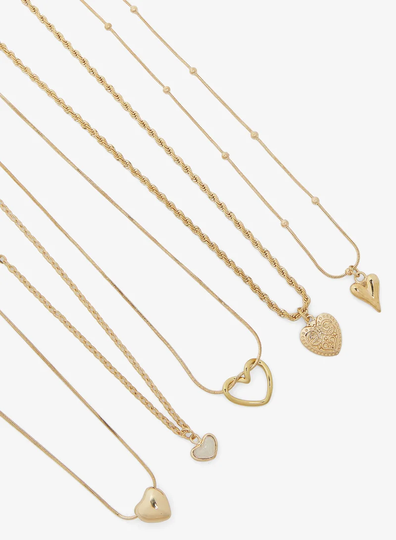 Ginger Multi layered Heart Charm Necklace