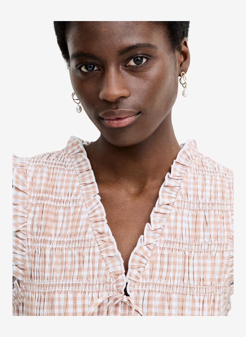 French Connection Women's Petit Ging Almnd Nde Rhodes Pop Gingham Smockd Dress - Image 5