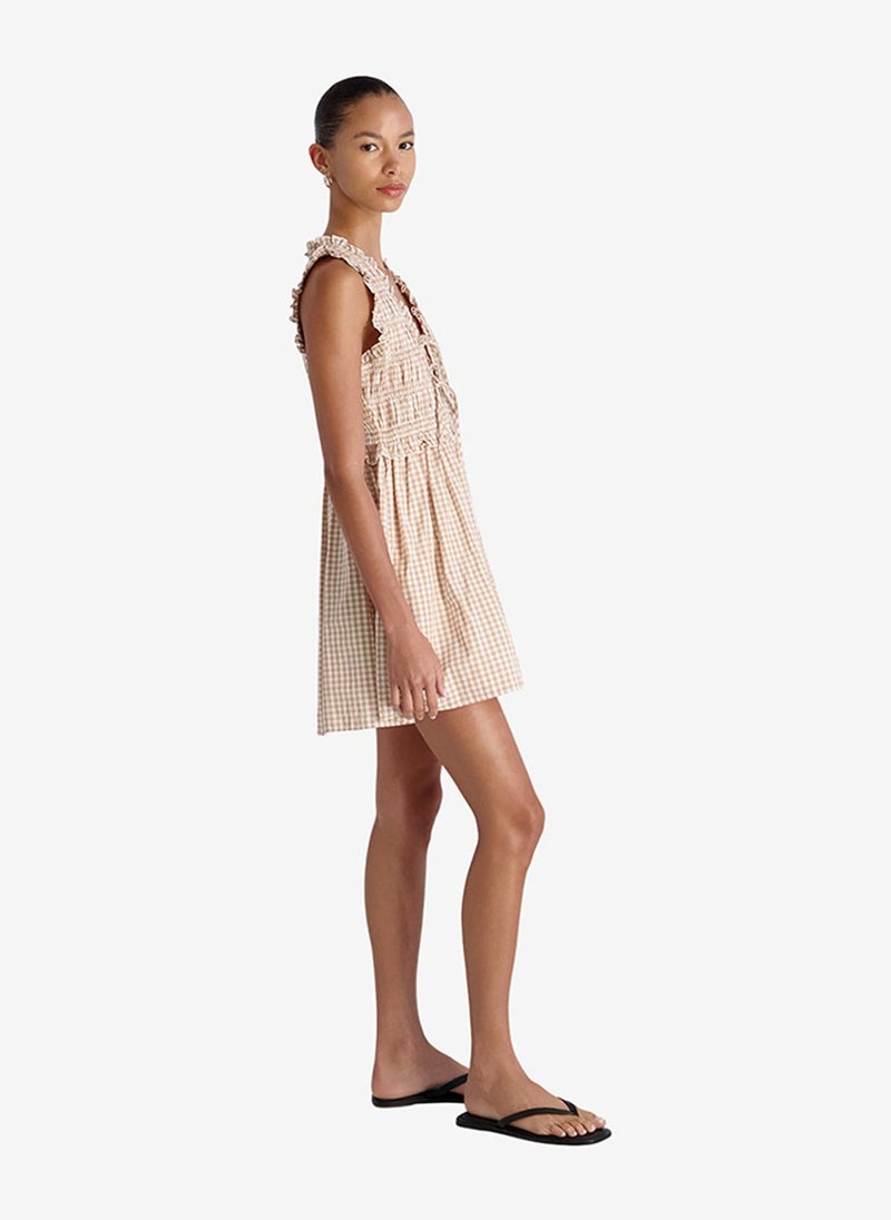 French Connection Women's Petit Ging Almnd Nde Rhodes Pop Gingham Smockd Dress - Image 4