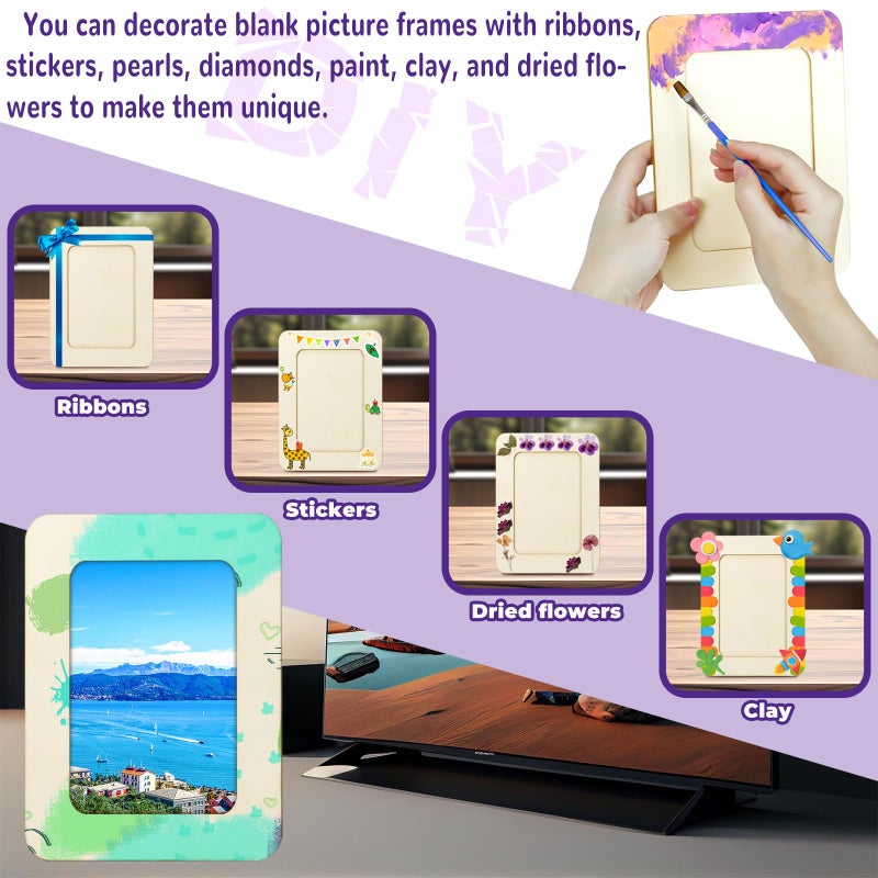 VOKOY 20 Pack Wooden Picture Frames for Crafts, DIY Wood Craft Picture Frames Bulk for 4" x 6" Photos,Unfinished Standing Photo Frames DIY Crafts Wood Decorate for Mother's Day Birthday Party Gifts - Image 5