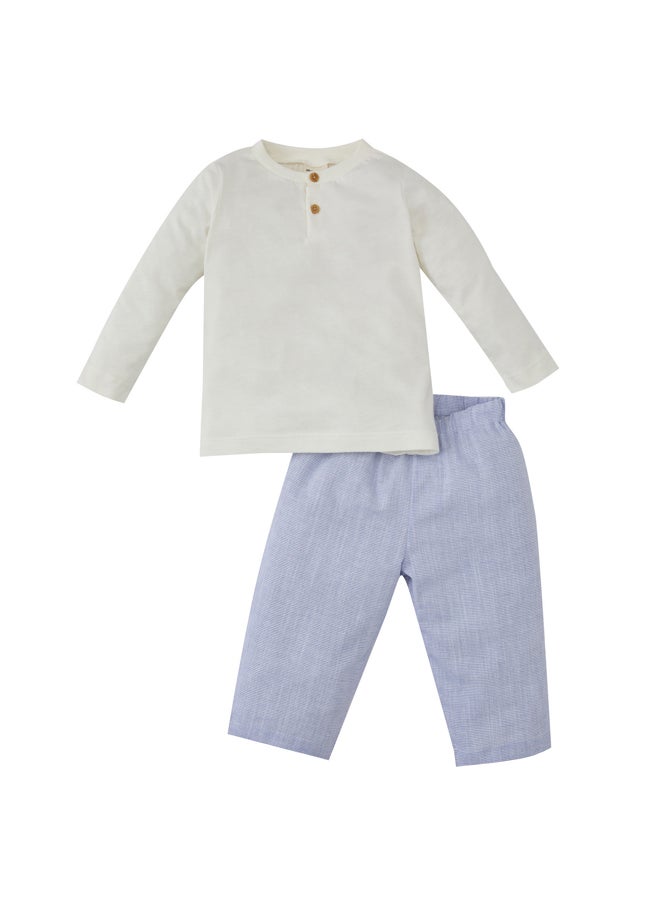 DeFacto - Babyboy Regular Fit Bike Neck Long Sleeve Woven Pyjamas - 2 Pieces - Image 1
