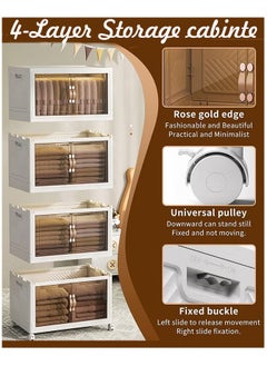Old_Feller Foldable Plastic Storage Box 4 layers With Wheels and Doors,XLarge Storage Bin with Lid Organizers Stackable Storage Bins, Closet Organizers Double Door Magnetic with Universal Pulley  - Image 5