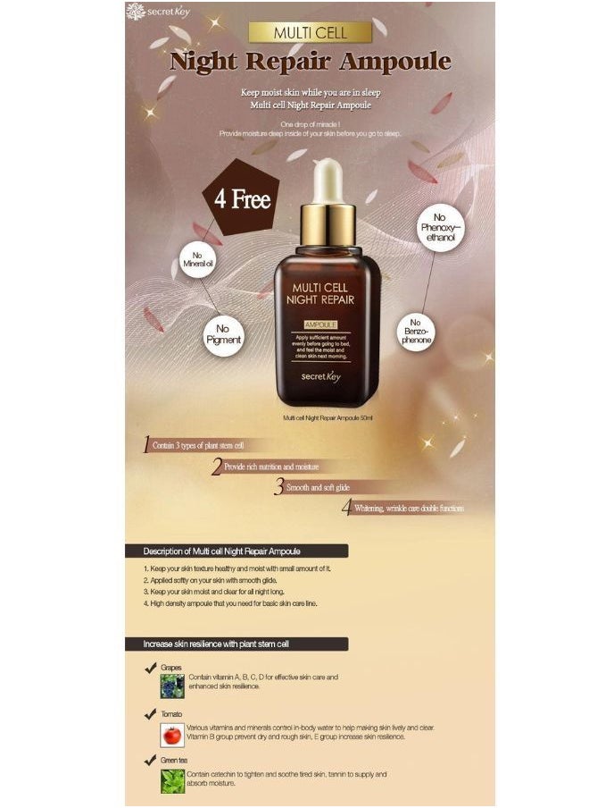 Secret Key Multi Cell Night Repair Ampoule Serum 50ml  - Image 2