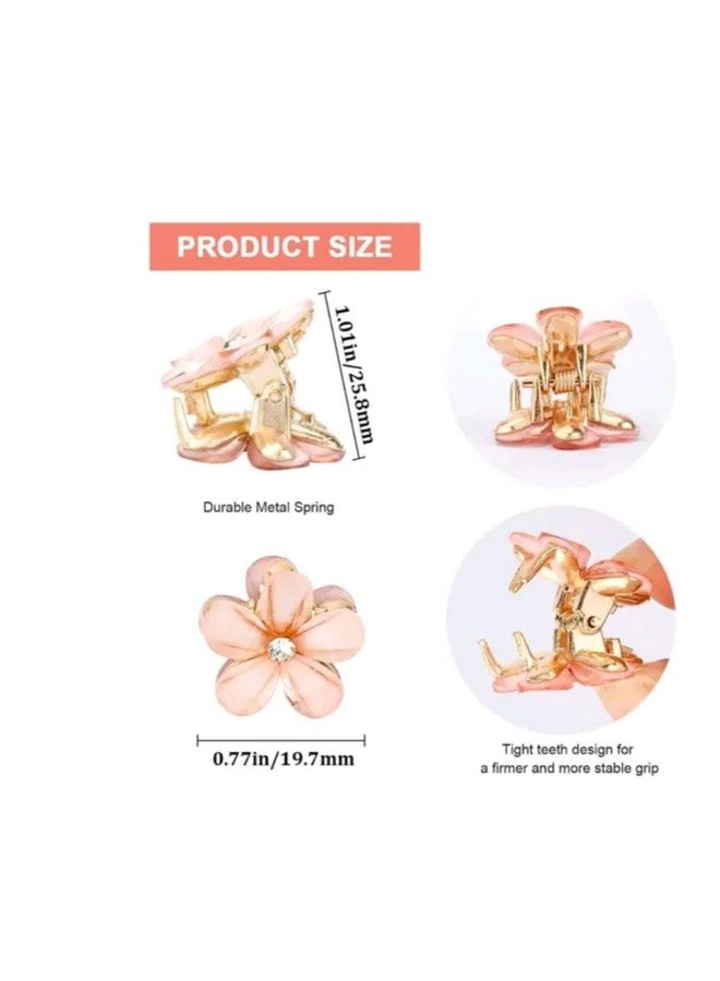 BAOER Korean Style Small Resin Hair Claw Clips Mini stone Claw Clips with Flower Design, Sweet Artificial Bangs Clips Decorative Hair Accessories for Women's Girls Pack of 4 Pcs - Image 4