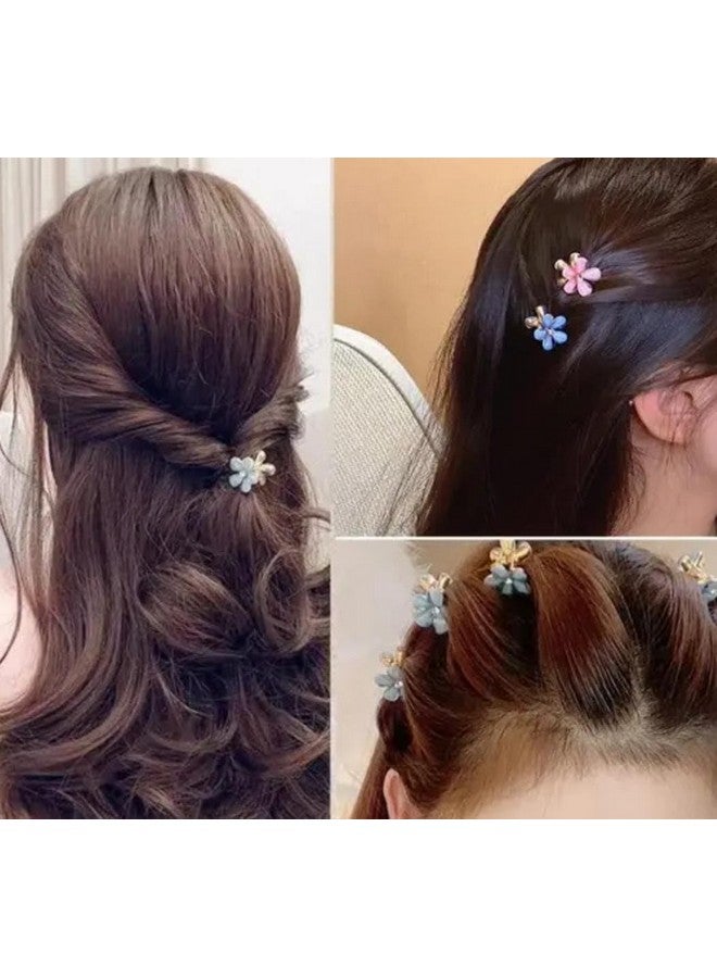 BAOER Korean Style Small Resin Hair Claw Clips Mini stone Claw Clips with Flower Design, Sweet Artificial Bangs Clips Decorative Hair Accessories for Women's Girls Pack of 4 Pcs - Image 2