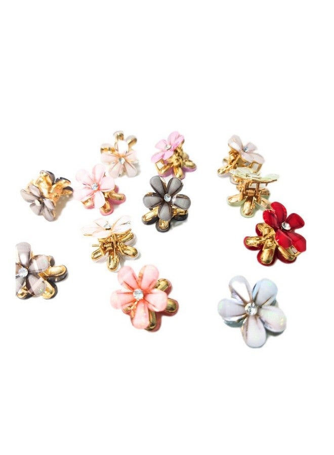 BAOER Korean Style Small Resin Hair Claw Clips Mini stone Claw Clips with Flower Design, Sweet Artificial Bangs Clips Decorative Hair Accessories for Women's Girls Pack of 4 Pcs - Image 3
