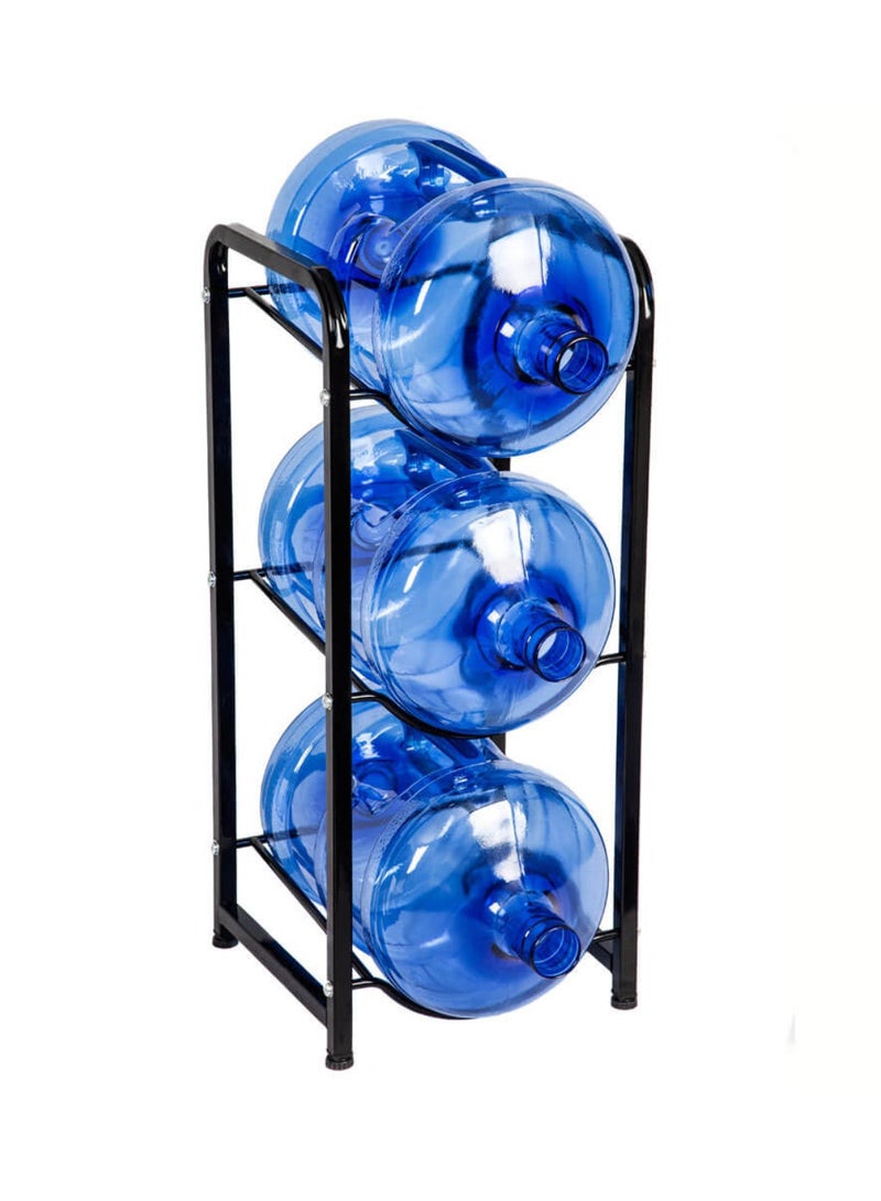 جيهام حامل أباريق المياه ثلاثي الطبقات، حامل زجاجات مياه سعة 3 جالون، حامل زجاجات مياه شديد التحمل للتخزين للمطبخ والمنزل والمكتب، سهل التجميع، حامل زجاجات مياه معدني يحمل 3 زجاجات، وسادة مضادة للانزلاق، حامل تخزين زجاجات المياه باللون الأسود - Image 1