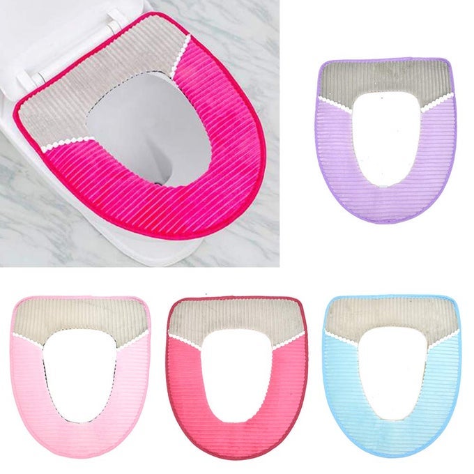 4 PCS TOILET SEAT COVER PAD THICKER WASHABLE TOILET SEAT CUSHION MAT WINTER