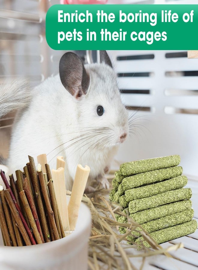 WDEFUN Natural Pet Chew Toys Set - 20 Timothy Hay Sticks 20 Apple Tree Branches 5 Sweet Bamboo, Safe Chewing Toys for Rabbit, Guinea Pig, Hamster, Chinchilla, Gerbil - Teeth Grinding & Boredom Relief - Image 5