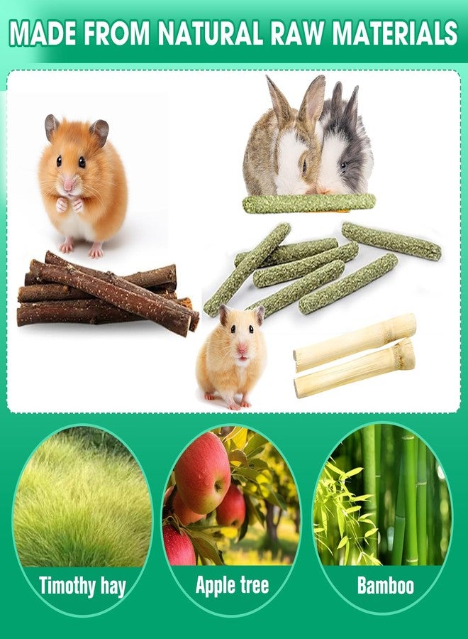 WDEFUN Natural Pet Chew Toys Set - 20 Timothy Hay Sticks 20 Apple Tree Branches 5 Sweet Bamboo, Safe Chewing Toys for Rabbit, Guinea Pig, Hamster, Chinchilla, Gerbil - Teeth Grinding & Boredom Relief - Image 3