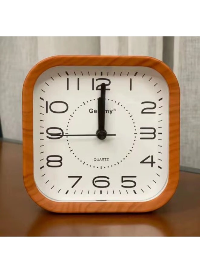 ساعة منبه كلاسيكى بإطار لون خشبى بتصميم أنيق للمنزل والمكتب.(برتقالى )