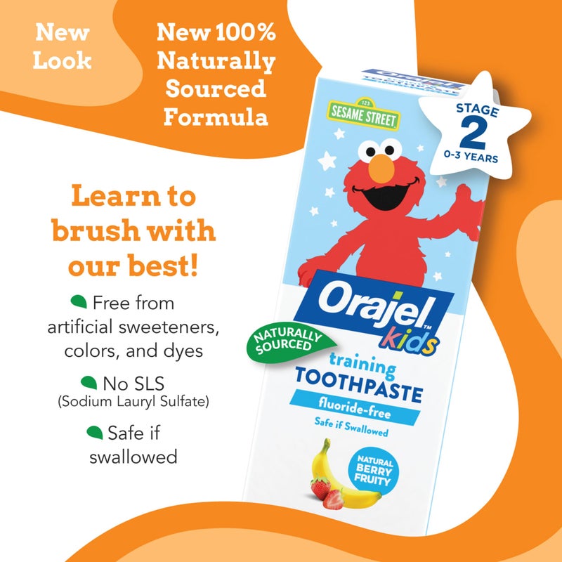 Orajel Kids Elmo Training Toothpaste Fluoride-Free; #1 Pediatrician Recommended Fluoride-Free Toothpaste*, 1.5oz Tube - Image 2