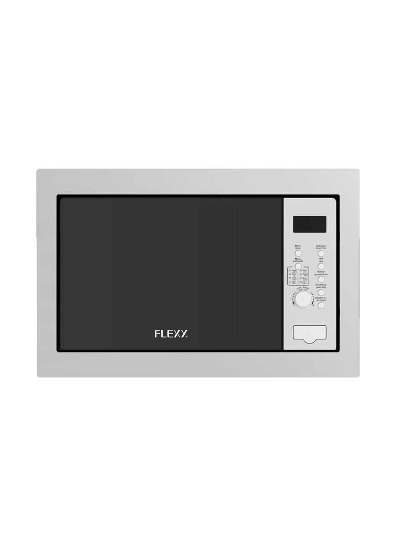 30L Built-In Microwave Oven with Grill, 950W Power, 8 Auto Menus, Timer, Defrost, Glass Door, Button & Knob Control, 2-Year Warranty