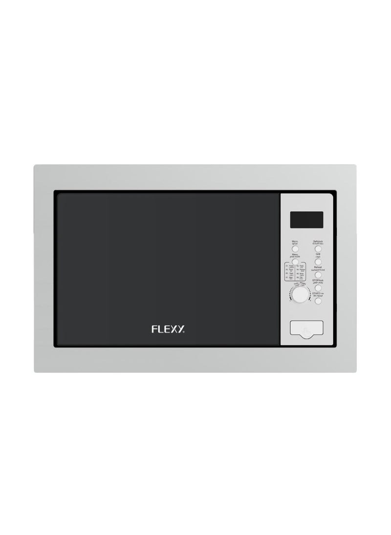 30L Built-In Microwave Oven with Grill, 950W Power, 8 Auto Menus, Timer, Defrost, Glass Door, Button & Knob Control, 2-Year Warranty