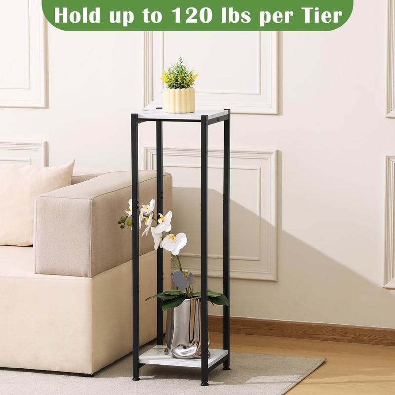 Dipion Extra Tall Plant Stand Indoor,40 Inch Plant Stands,2 Tier Metal Plant Stand with Heavy Duty Wood,Marble White and Black - Image 3