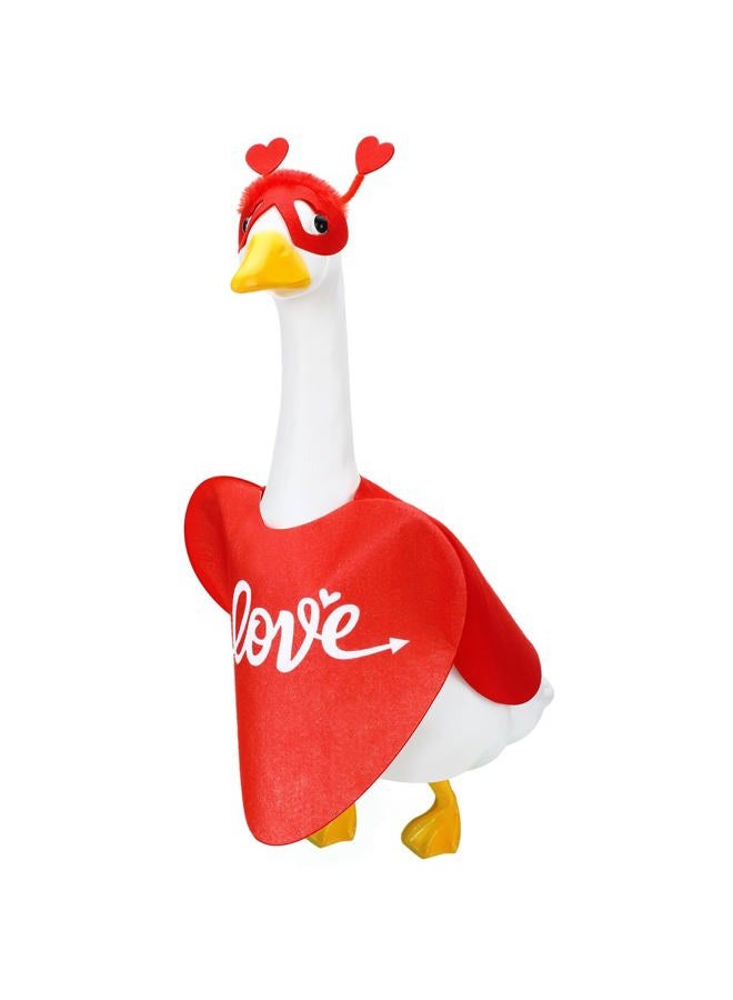 Solsew Valentine's Day Goose Outfit Goose Outfit for Porch Goose 23 Inch Valentines Lawn Goose Love Romantic Goose Clothes for Plastic Goose Valentine's Day Yard Garden Outdoor Decor - Image 1