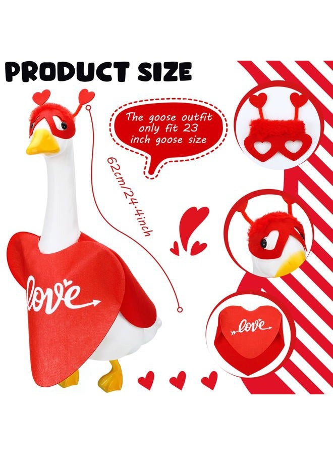 Solsew Valentine's Day Goose Outfit Goose Outfit for Porch Goose 23 Inch Valentines Lawn Goose Love Romantic Goose Clothes for Plastic Goose Valentine's Day Yard Garden Outdoor Decor - Image 3
