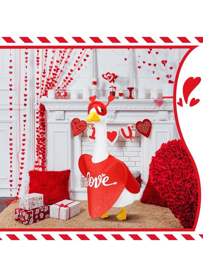 Solsew Valentine's Day Goose Outfit Goose Outfit for Porch Goose 23 Inch Valentines Lawn Goose Love Romantic Goose Clothes for Plastic Goose Valentine's Day Yard Garden Outdoor Decor - Image 4