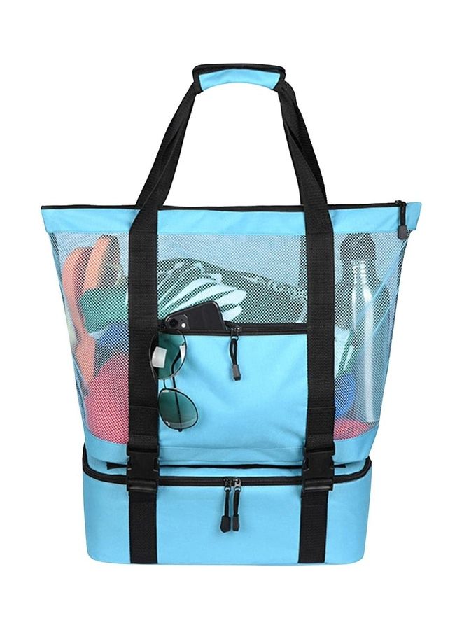 NIBEMINENT Mesh Beach Picnic Tote With Insulated Cooler Bag - Image 2