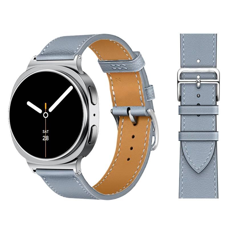 سوار ساعة ذكية سوار جلدي كلاسيكي متوافق مع Samsung Galaxy Watch بملاءمة قابلة للتعديل وحزام بديل للاستخدام اليومي باللون أزرق قابل للتعديل خفيف الحمل للاستخدام الداخلي - Image 1