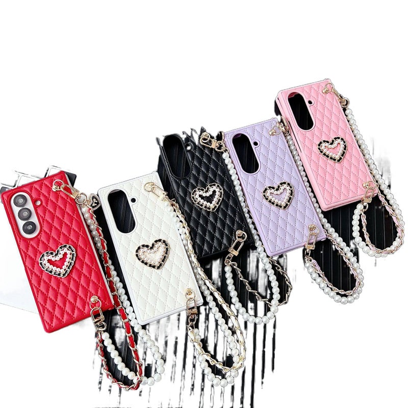Protective Case | Purple | Film | Love Heart Pattern | Bracelet | Cover for Samsung Galaxy Z Fold 7 - Image 4