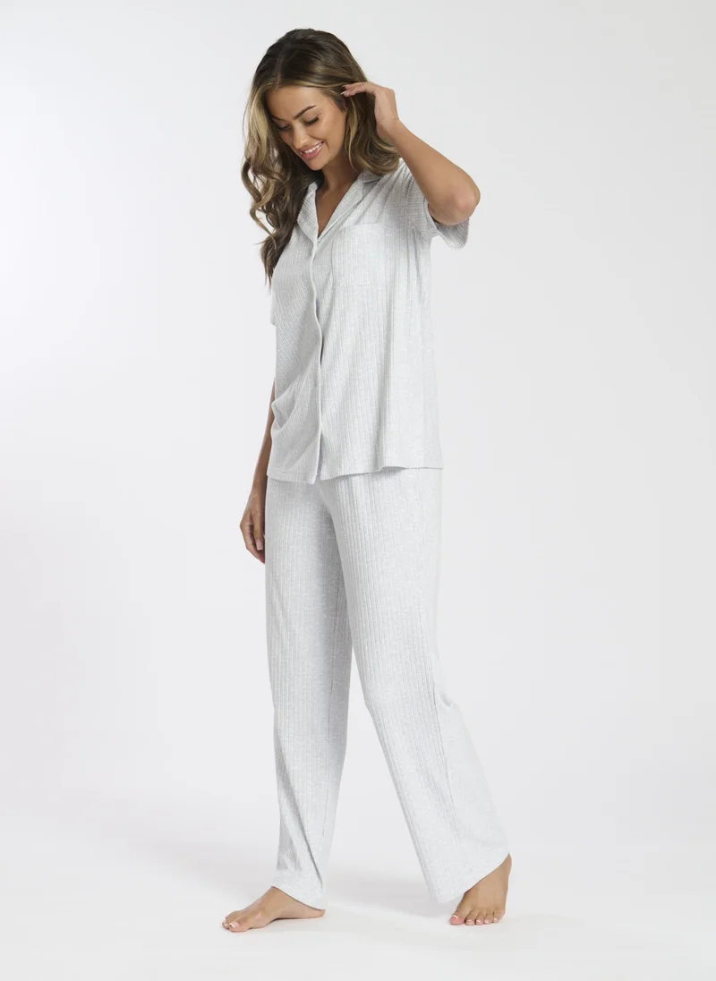 SOUTH BEACH Luxury Brushed Rib Short Sleeve Traditional Set