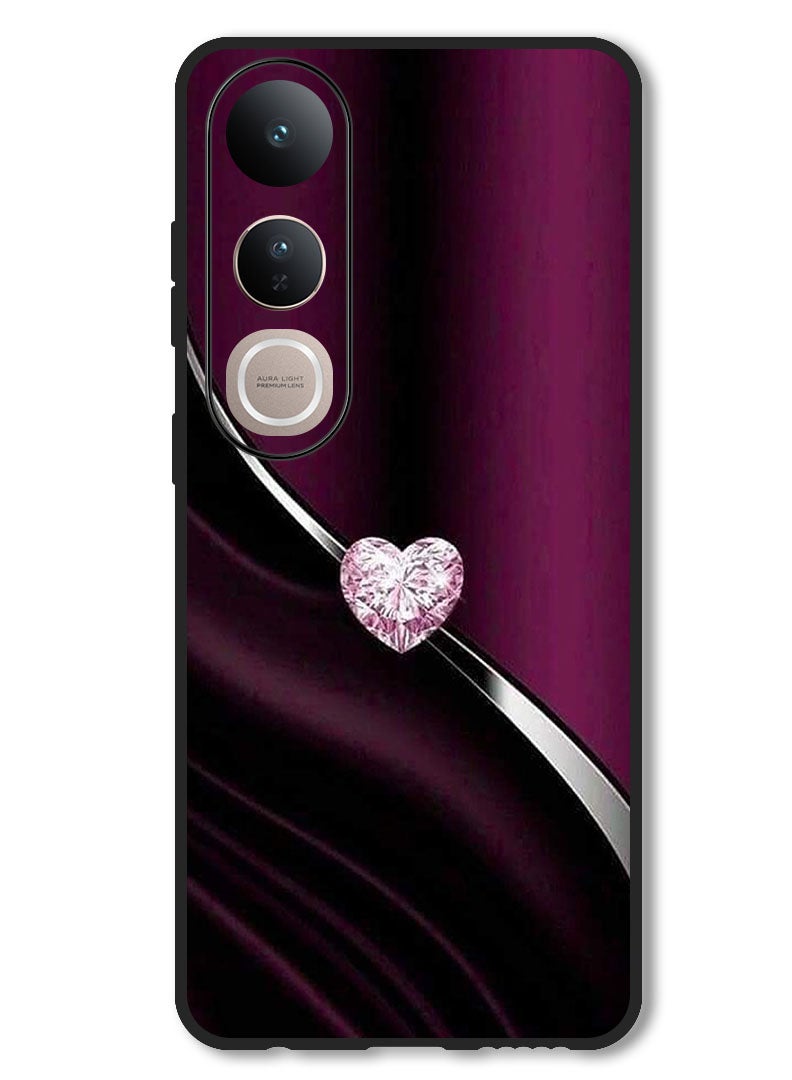 Theodor Case Compatible with Vivo V50 Lite Protection Shockproof Bumper Cover Diamond Heart - Image 1