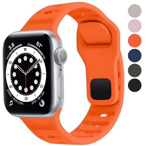 Fullmosa Soft Silicone Straps Compatible with Apple Watch Strap 49mm 46mm 45mm 44mm 42mm（Series 3/2/1,Sprot Band for iWatch Strap Ultra3/2/1 SE3/2/1 Series 11 10 9 8 7 6 5 4 3 2 1,Orange [NO Watch] - Image 1