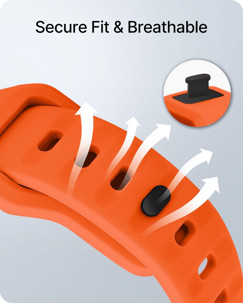 Fullmosa Soft Silicone Straps Compatible with Apple Watch Strap 49mm 46mm 45mm 44mm 42mm（Series 3/2/1,Sprot Band for iWatch Strap Ultra3/2/1 SE3/2/1 Series 11 10 9 8 7 6 5 4 3 2 1,Orange [NO Watch] - Image 4