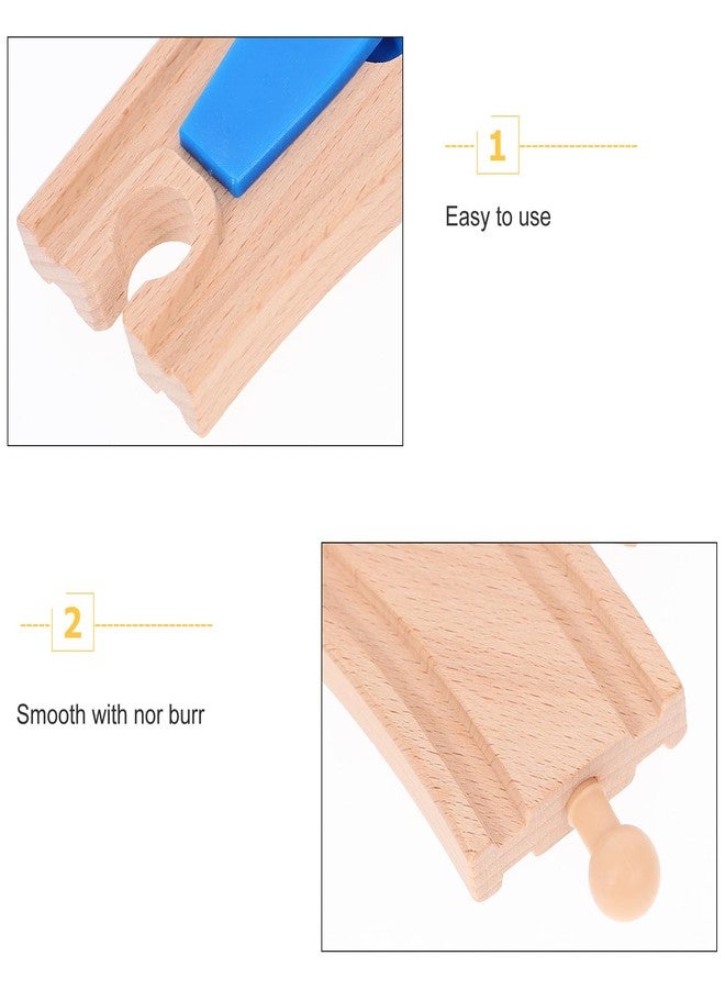TOYANDONA Wooden Train Track Rail Station Accessory Curved Switch Tracks Toy Train Accessories - Image 3