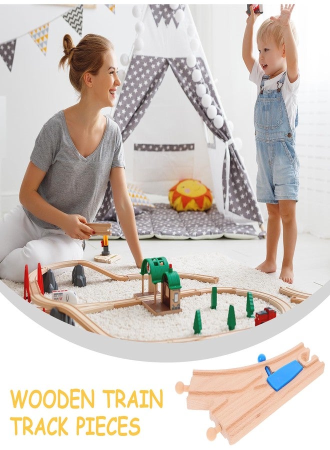TOYANDONA Wooden Train Track Rail Station Accessory Curved Switch Tracks Toy Train Accessories - Image 5
