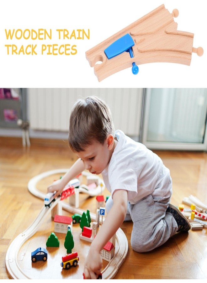 TOYANDONA Wooden Train Track Rail Station Accessory Curved Switch Tracks Toy Train Accessories - Image 4