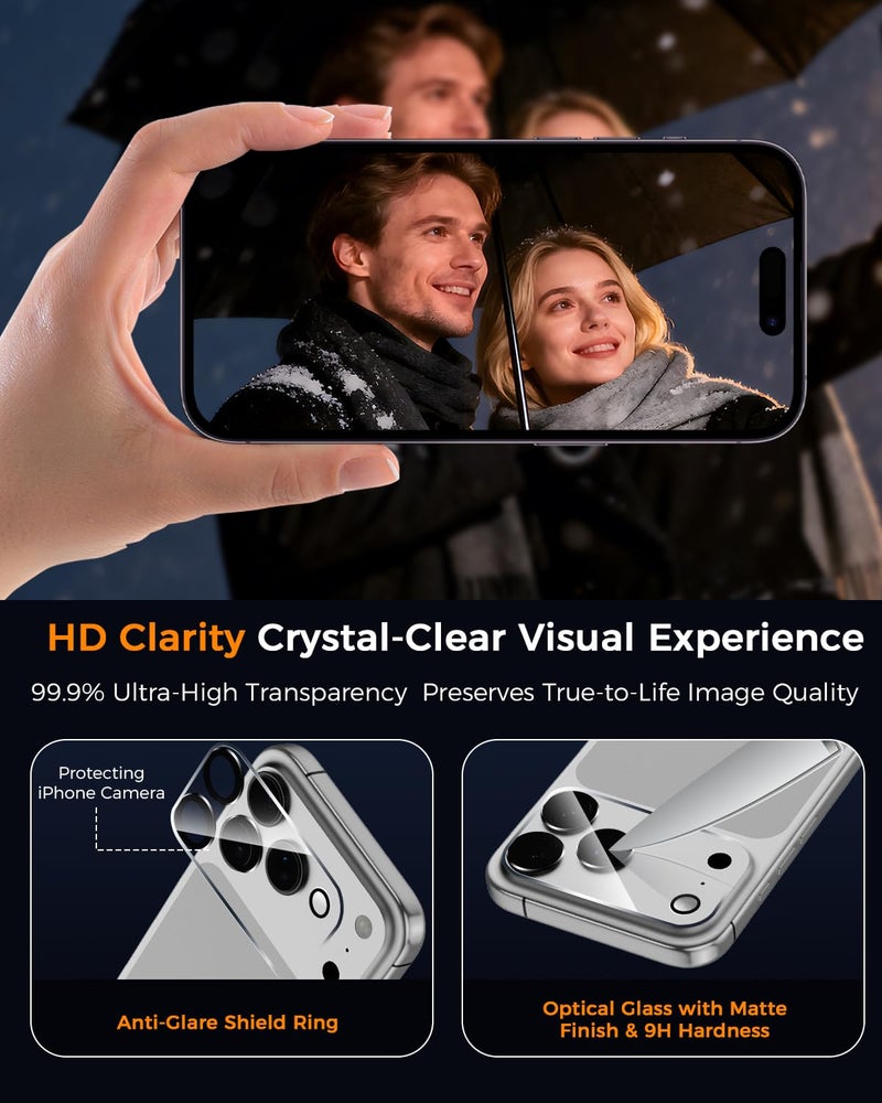 SIBEITU 3 Pack Screen Protector for iPhone 17 Pro with 3 Pack Camera Lens Tempered Glass Protector + Installation Frame, 6.3 Inch HD Clear Glass Film 9H Hardness, Scratch Resistent, Case Friendly - Image 4
