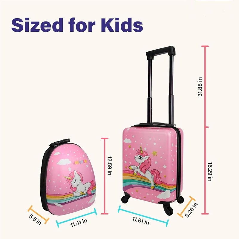 Luggage and Backpack 18" Suitcase with Spinner Wheel Hard Case Travel 13" Backpack Girl Suitcase Set for Travel Supplies Pink - Image 2