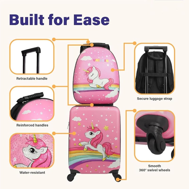 Luggage and Backpack 18" Suitcase with Spinner Wheel Hard Case Travel 13" Backpack Girl Suitcase Set for Travel Supplies Pink - Image 4