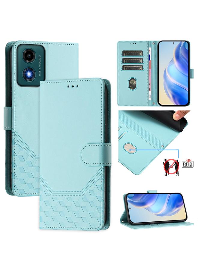 اس-توب جراب لهاتف Motorola Moto G24 4G / G04 4G جراب هاتف جلدي منقوش بتقنية RFID من Oversea Honeycomb - Image 1