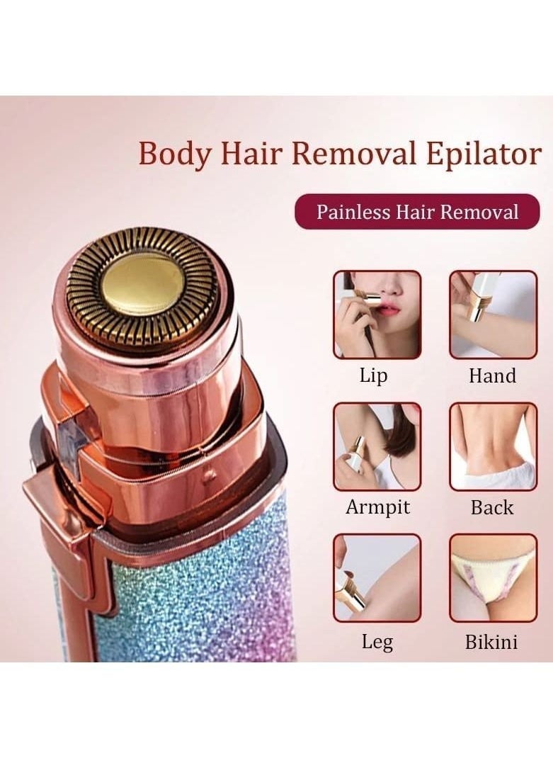 2 in 1 Eyebrow Trimmer & Facial Hair Remover for Women, 2 in 1 Eyebrow Trimmer and 100% Painless Hair Remover with Light for Eyebrow, Nose, Lips, Face, Body - Image 2