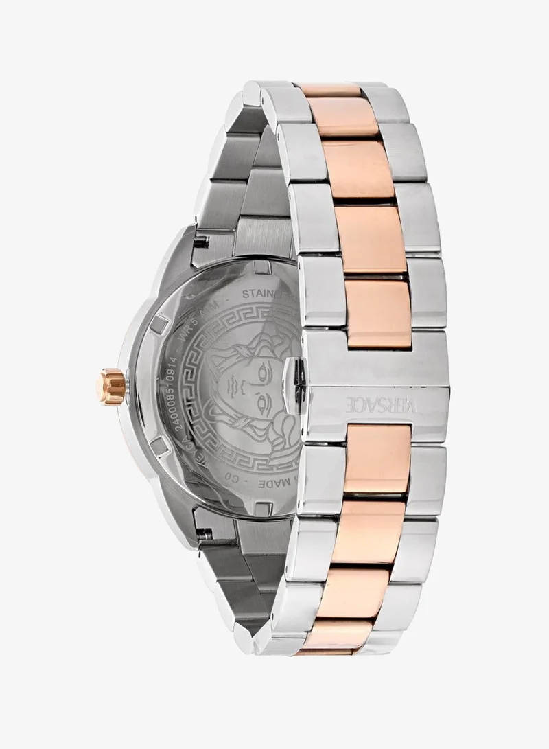 Versace Silver Greca Urban Quartz Green Dial Watch for Men | Best Price UAE