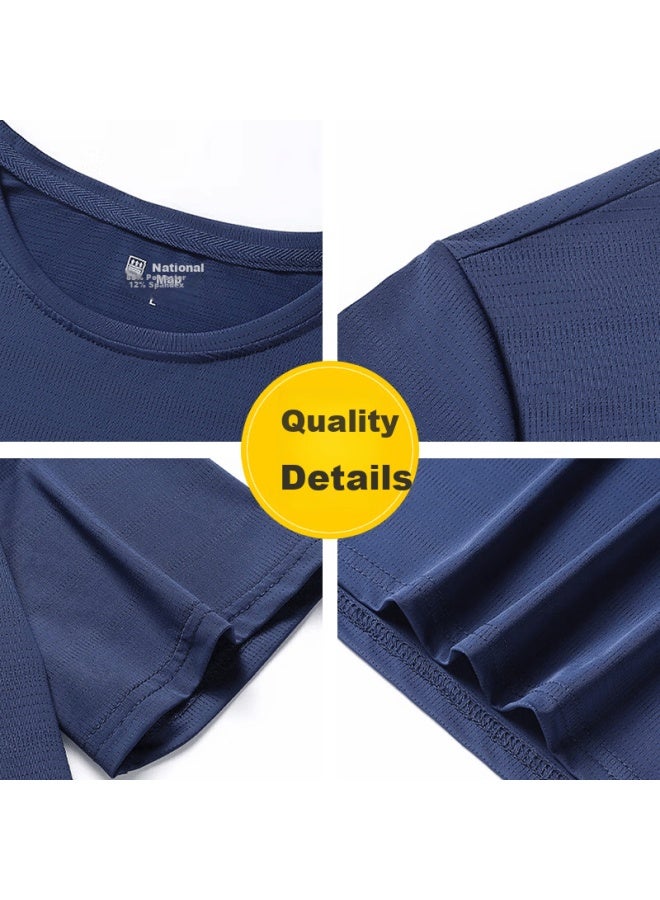 Eastern Camel Ice Silk Short-sleeve T-shirt For Men, Summer Running Cool Breathable Fitness Ice Silk Quick-dry Sports Top, White, XL