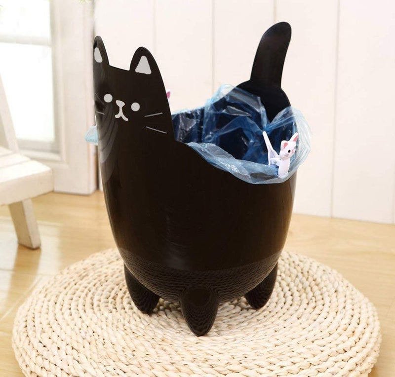 123Arts Cute Cartoon Cat ABS Table Bathroom Trash Can Storage Bucket - Image 3