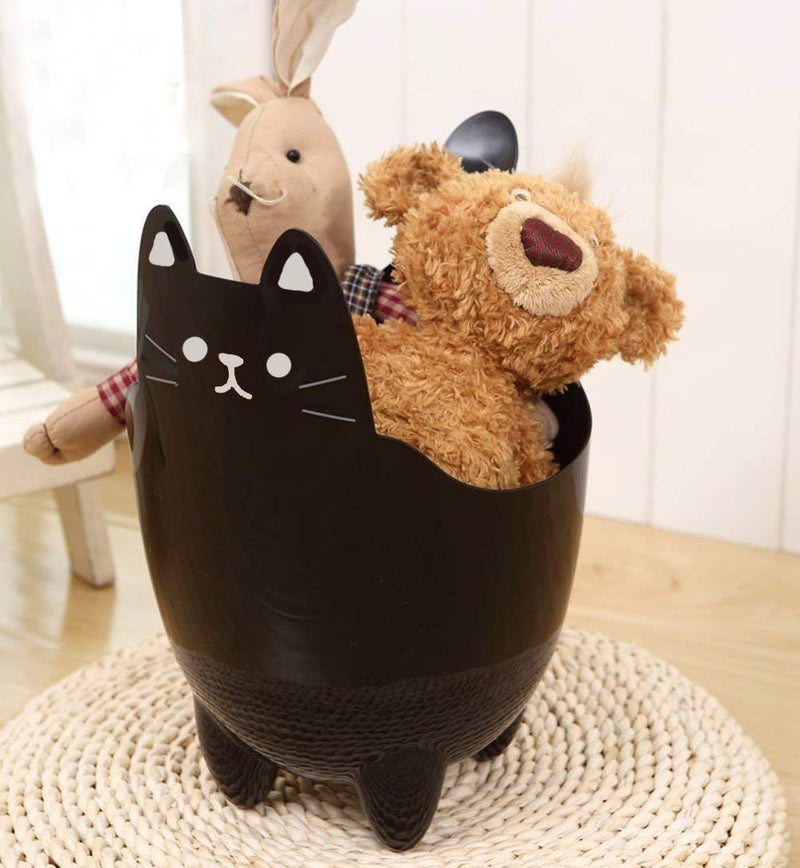 123Arts Cute Cartoon Cat ABS Table Bathroom Trash Can Storage Bucket - Image 4