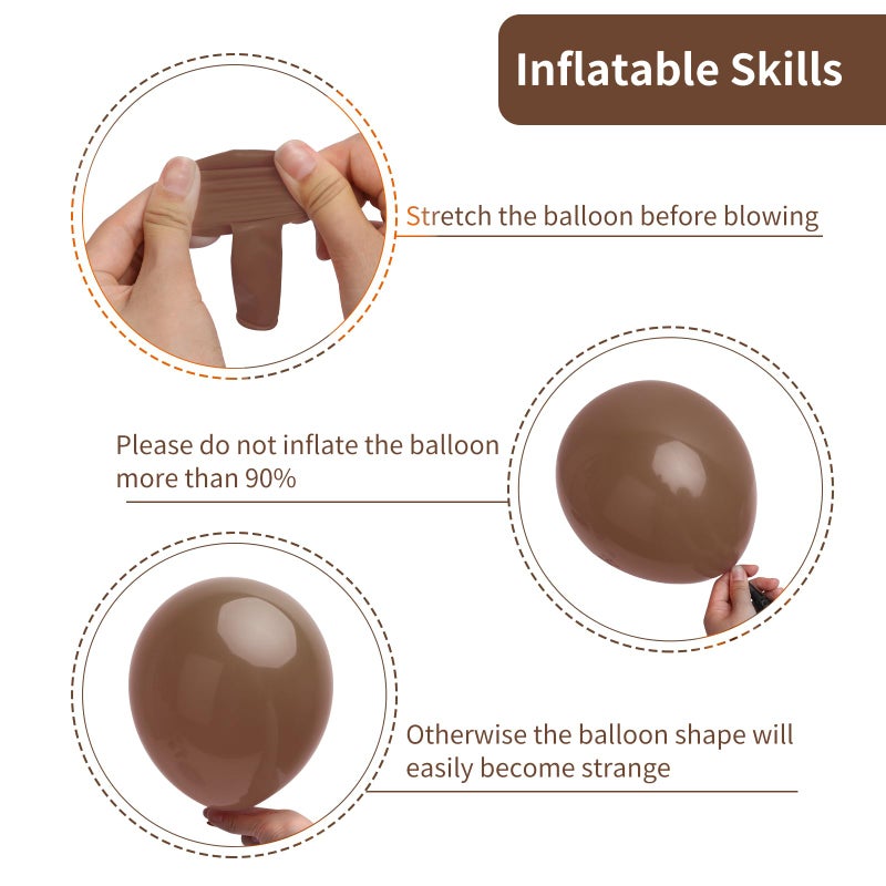 RUBFAC 129pcs Brown Balloons Different Sizes 18 12 10 5 Inches for Garland Arch Kit, Premium Boho Coffee Brown Latex Balloon for Birthday Party Graduation Wedding Anniversary Baby Shower Decoration - Image 3