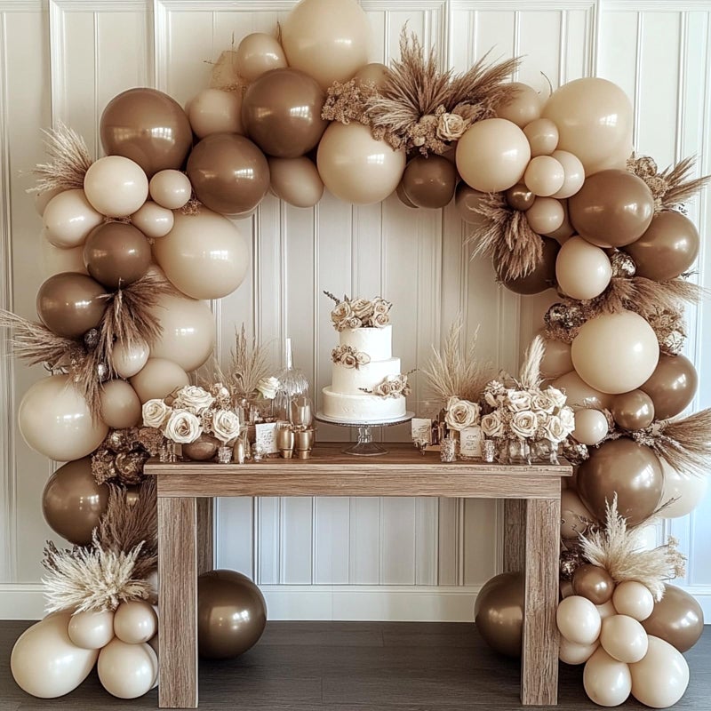 RUBFAC 129pcs Brown Balloons Different Sizes 18 12 10 5 Inches for Garland Arch Kit, Premium Boho Coffee Brown Latex Balloon for Birthday Party Graduation Wedding Anniversary Baby Shower Decoration - Image 4
