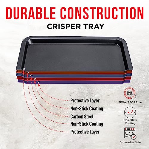 Bakken- Swiss Bakken-Swiss Air Fryer Tray, 2 in 1 Nonstick Crisper Air Fry Basket w/Elevated Mesh Great for Oven, Dishwasher Safe – Ceramic Coating PTFE/PFOA/PFOS FREE Extra-large (9.5"x13", Gray) - Image 5