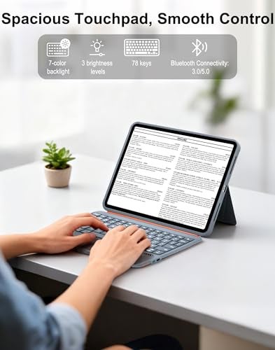 DMYWB iPad Case With Keyboard And Pen For iPad A16 11Th/10Th Gen, Magnetic Detachable iPad Keyboard Case With 7-Color Backlit, Trackpad For iPad Air 11"(M3/M2, 2025/2024) & iPad Pro 11(4th/3rd/2nd/1st Gen) - Image 4
